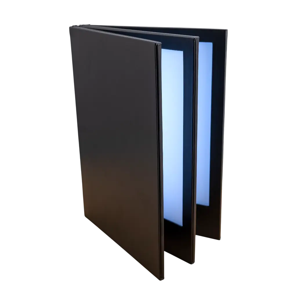 Black Leatherette Illuminated Menu Holder (3 Flaps)