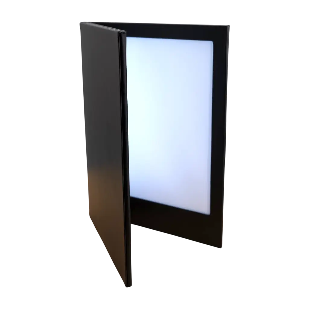 Black Leatherette Illuminated Menu Holder (2 Flaps)