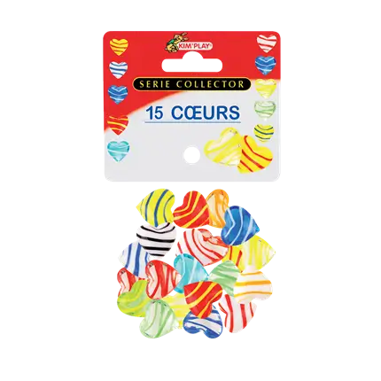 Set of 15 assorted Heart marbles