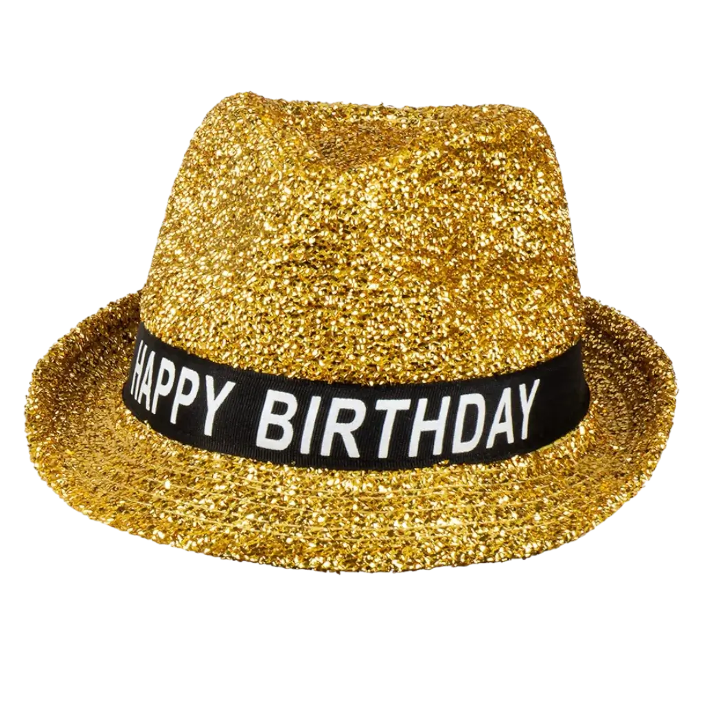 Happy Birthday" gold fabric hat