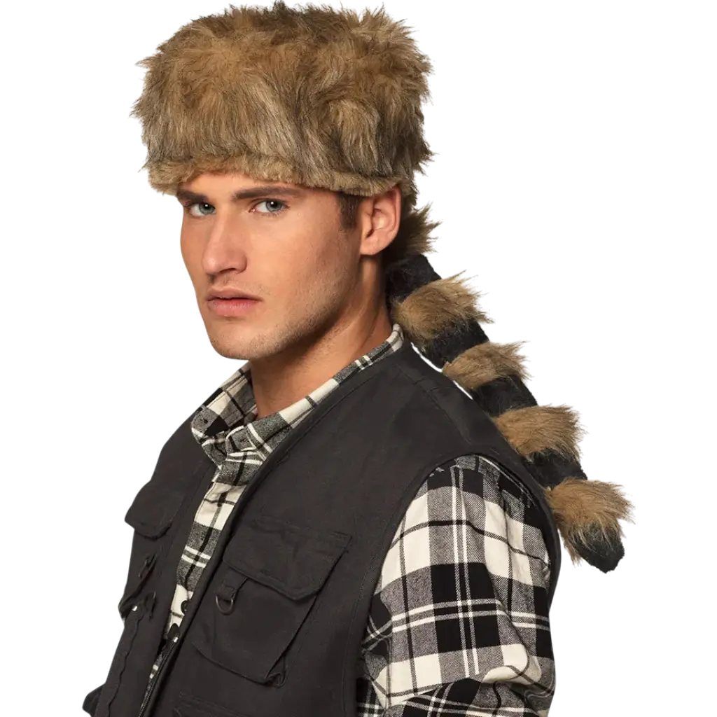 Fur Trapper Hat with Tail