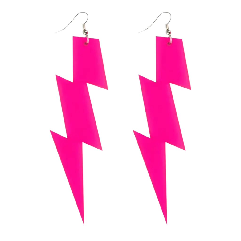 Pink Lightning Earrings - 80s Fluorescent Evening