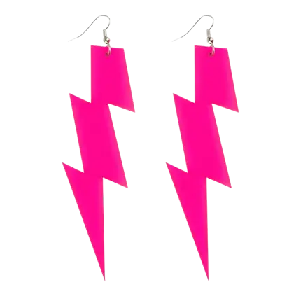 Pink Lightning Earrings - 80s Fluorescent Evening