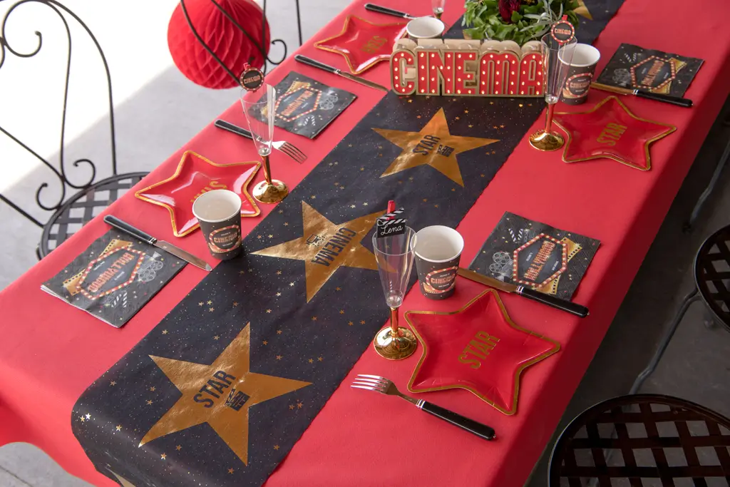 Hollywood" table runner Black and Gold - 5m*30cm