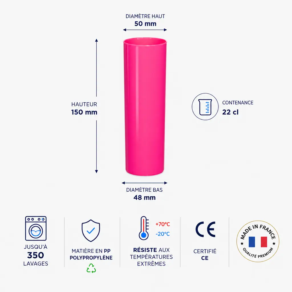 Rose 22cl unbreakable glass tube