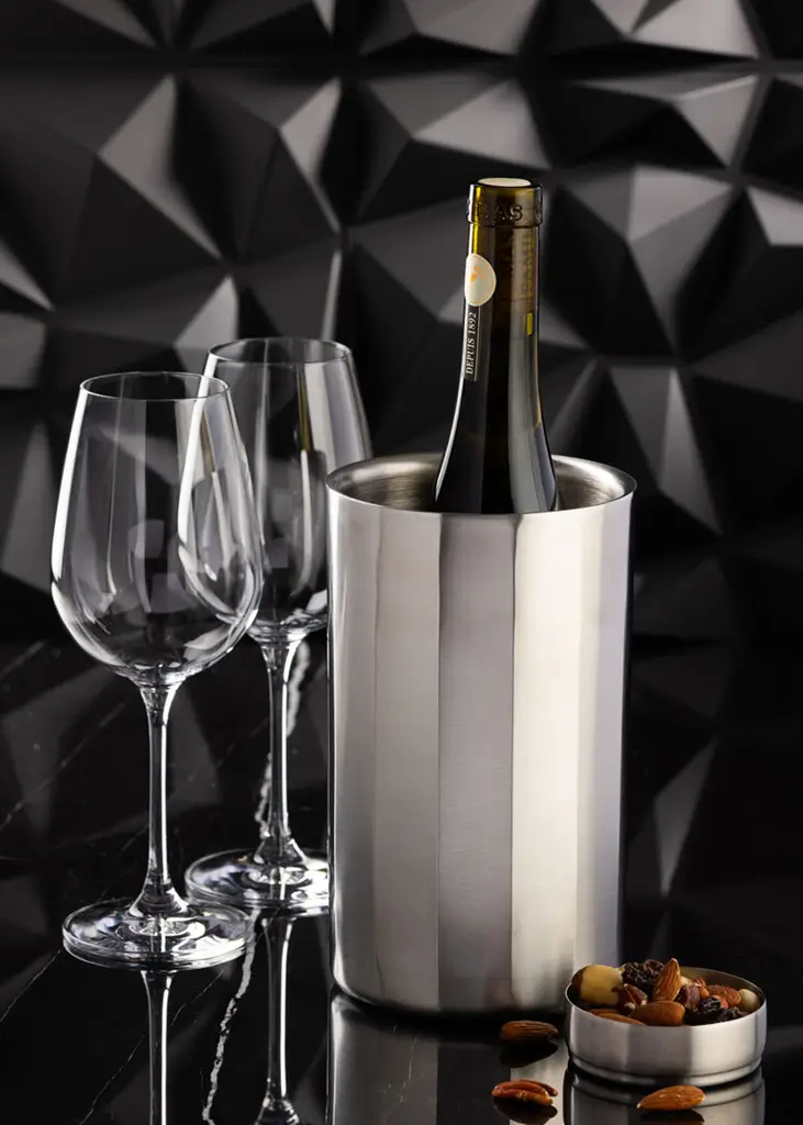 Satin stainless steel isothermal wine cooler - 1 bottle 20 x 12 cm