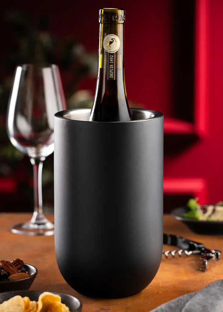 Isothermal wine cooler in matt black stainless steel - 1 bottle 20 x 12 cm