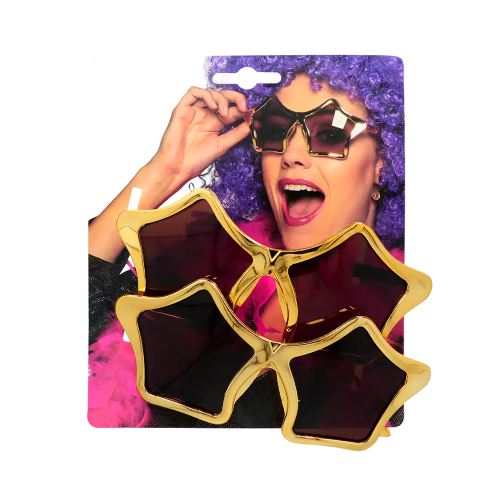 Gold star-shaped party glasses – Pack of 2