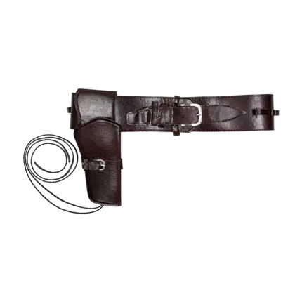 Black cowboy belt with holster and cartridge loops – 114 cm