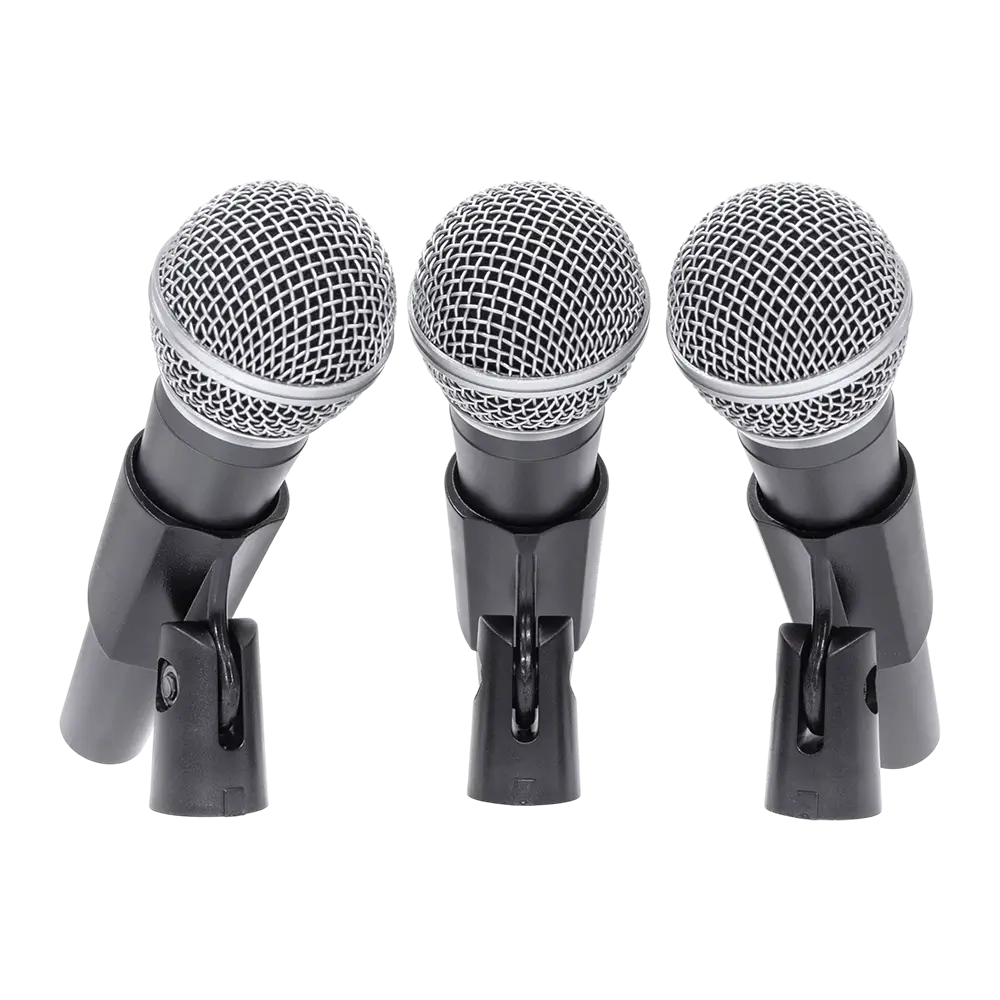 Dynamic microphone "MIC 300" Mac Mah – Set of 3 wired microphones with case, clips, supercardioid, XLR