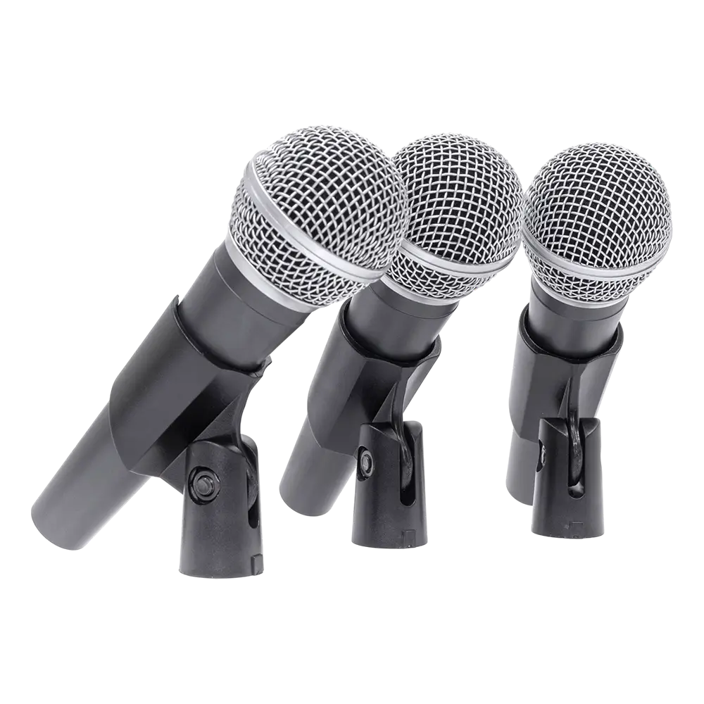 Dynamic microphone "MIC 300" Mac Mah – Set of 3 wired microphones with case, clips, supercardioid, XLR