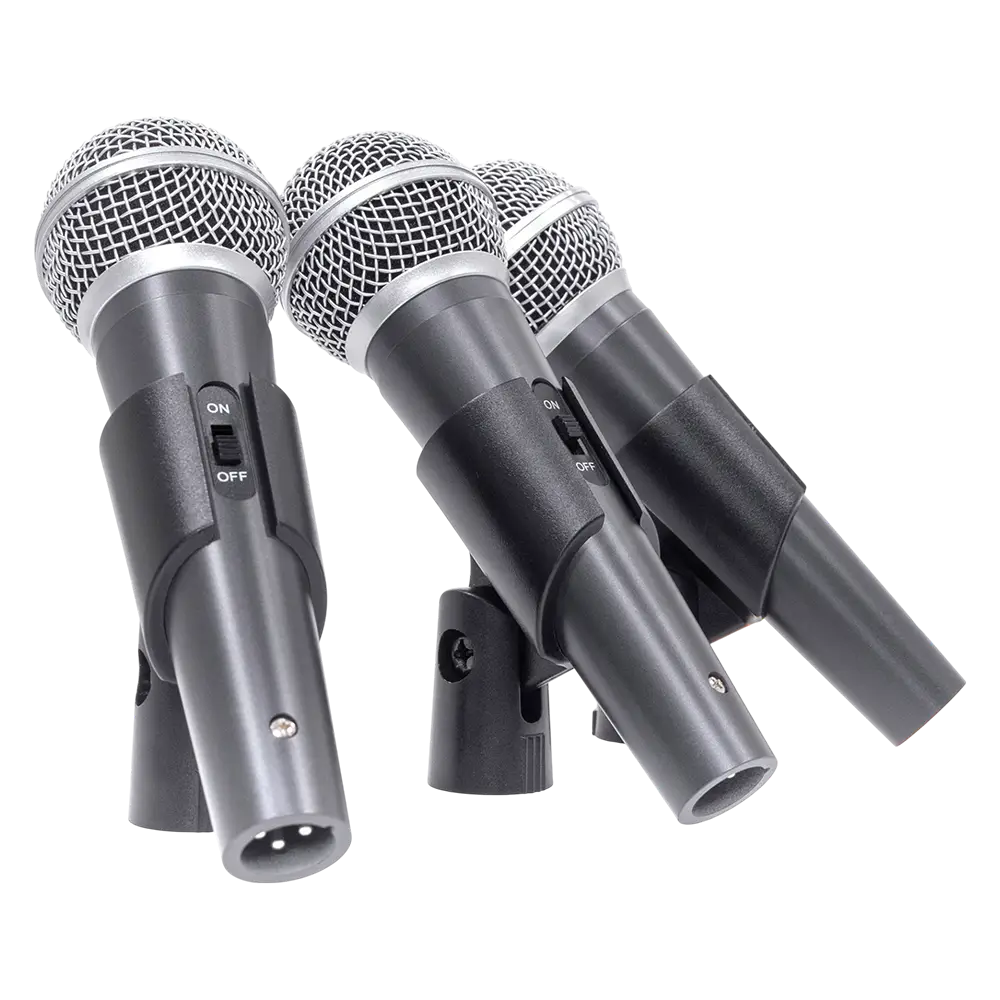 Dynamic microphone "MIC 300" Mac Mah – Set of 3 wired microphones with case, clips, supercardioid, XLR