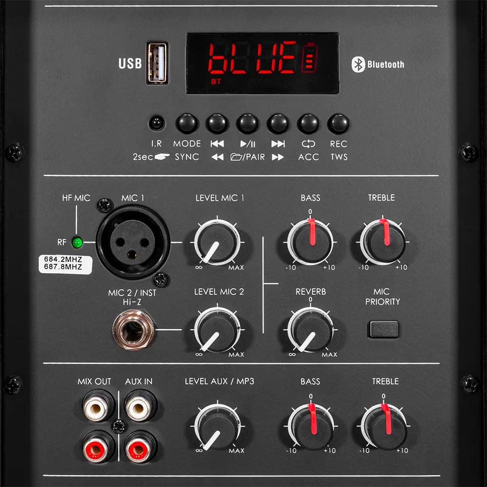 Portable speaker "Mobile Pro 15" Mac Mah – 600W, Bluetooth, 2 UHF microphones