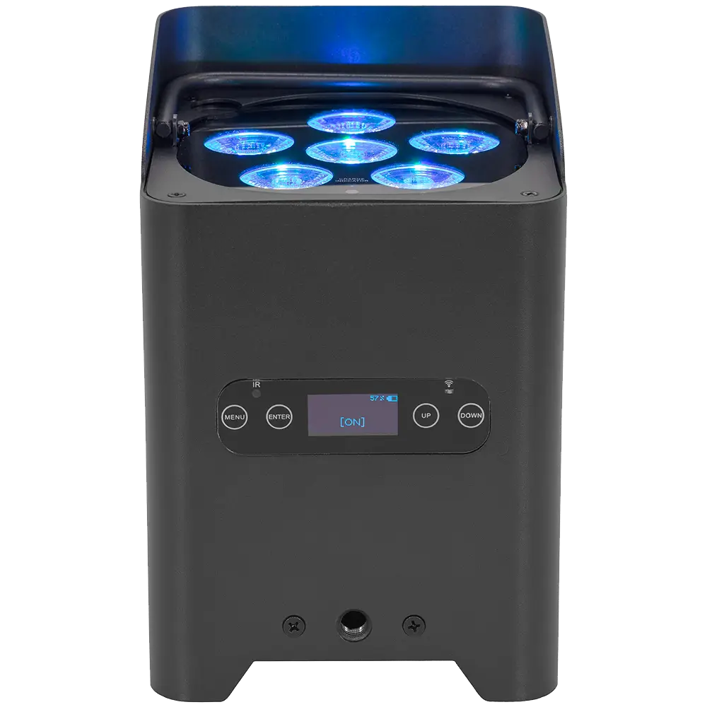 LED spotlights "IZY Glow Set" Mac Mah – 6×15W RGBWA-UV, wireless DMX, rechargeable