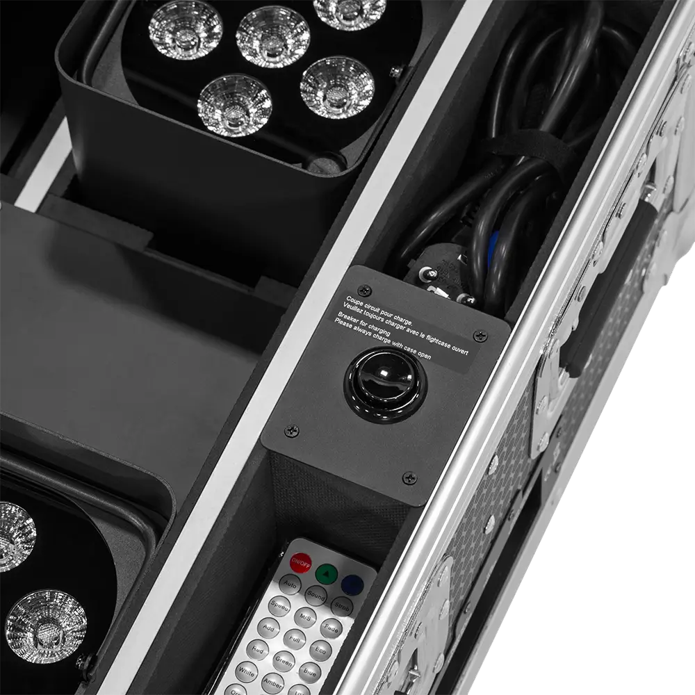LED spotlights "IZY Glow Set" Mac Mah – 6×15W RGBWA-UV, wireless DMX, rechargeable