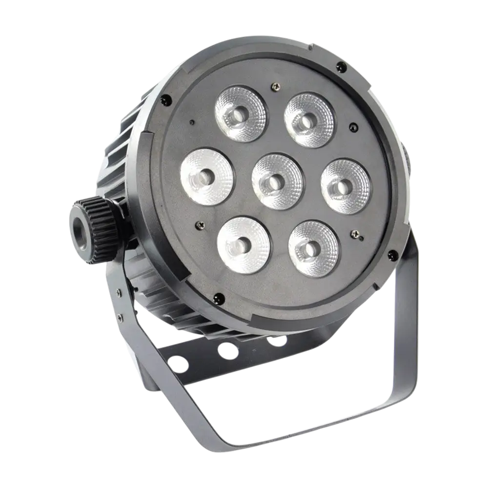 7x10W 5in1 LED PAR floodlight - 7 RGBWA LEDs, DMX, auto and music modes and remote control