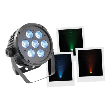 7x10W 5in1 LED PAR floodlight - 7 RGBWA LEDs, DMX, auto and music modes and remote control