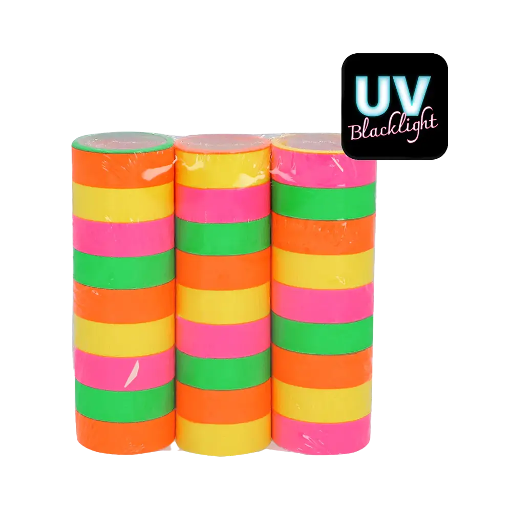 Set of 3 paper coils - Neon fluorescent UV reactive 4m