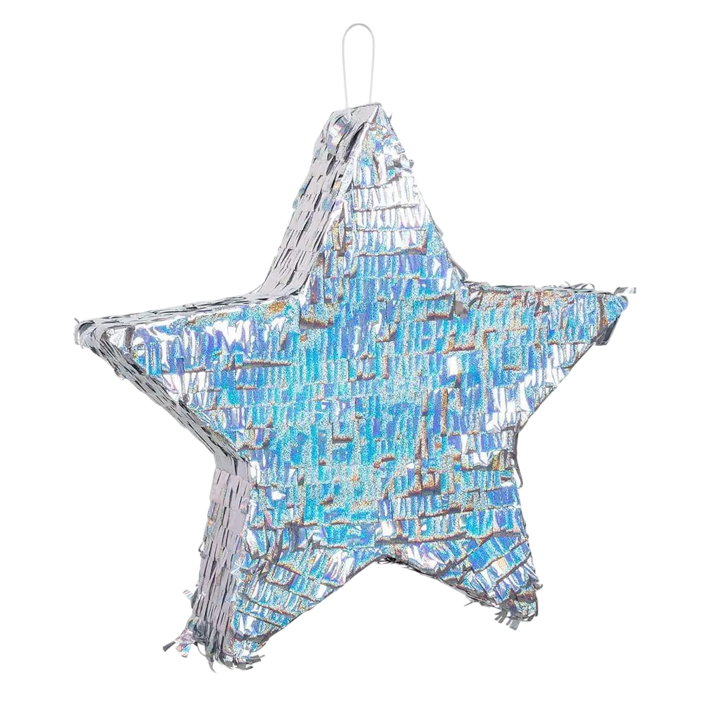 Silver star piñata - To be struck - 44 cm