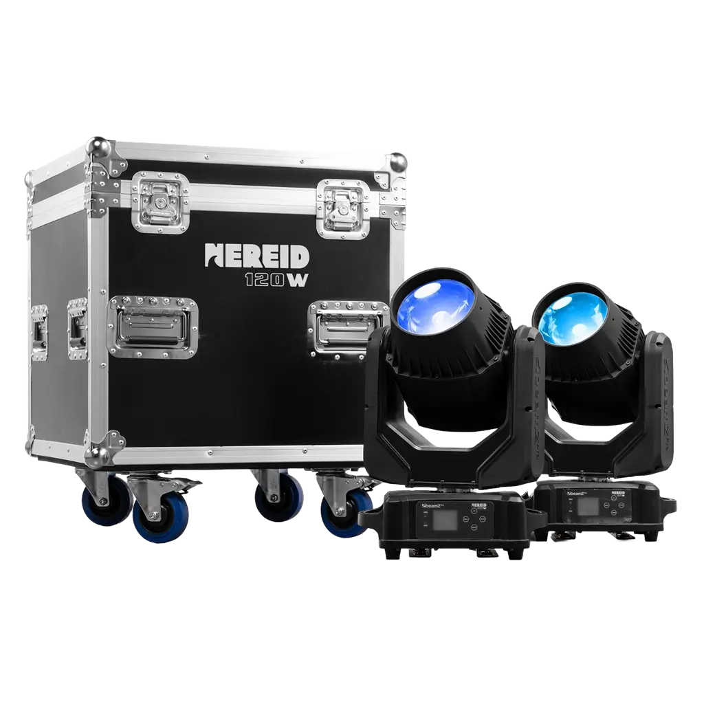 Set of 2 "NEREID120W" Beamlights - IP65 waterproof with flight-case