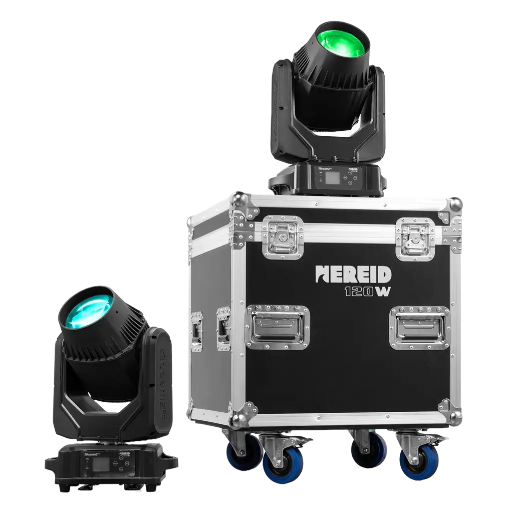Set of 2 "NEREID120W" Beamlights - IP65 waterproof with flight-case