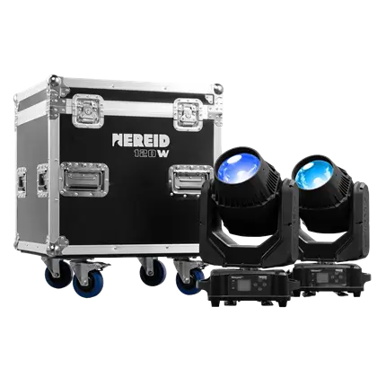 Set of 2 NEREID120W Beamlights - IP65 waterproof with flight-case
