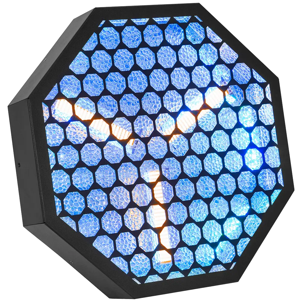 Amber-O" octagonal retro LED effect + RGB DMX - Mac Mah