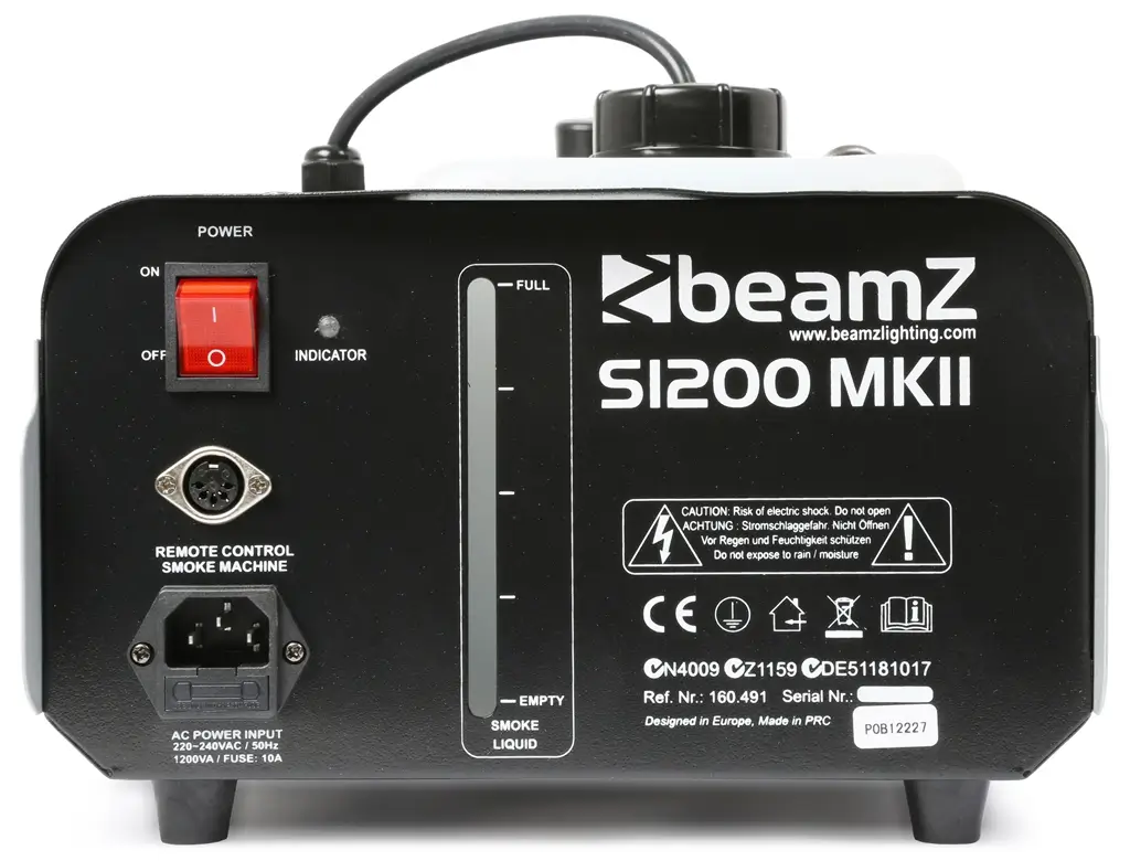 Fog machine BEAMZ S1200 MKII - 1200W + Wired Remote Control with Timer