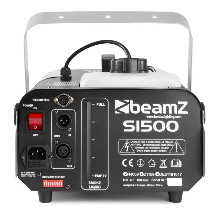 BEAMZ S1500 Smoke Machine with DMX - 1500W + Wired Remote Control with Timer