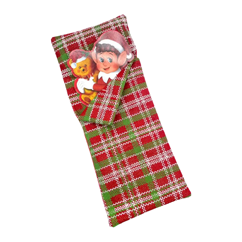 Sleeping bag with pillow for Christmas prankster elf