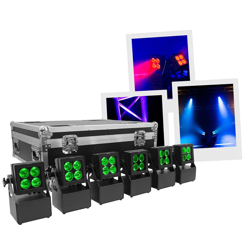 Evolite Tropikolor LED PAR light 4x15W FC - battery-powered IP65 (x6)