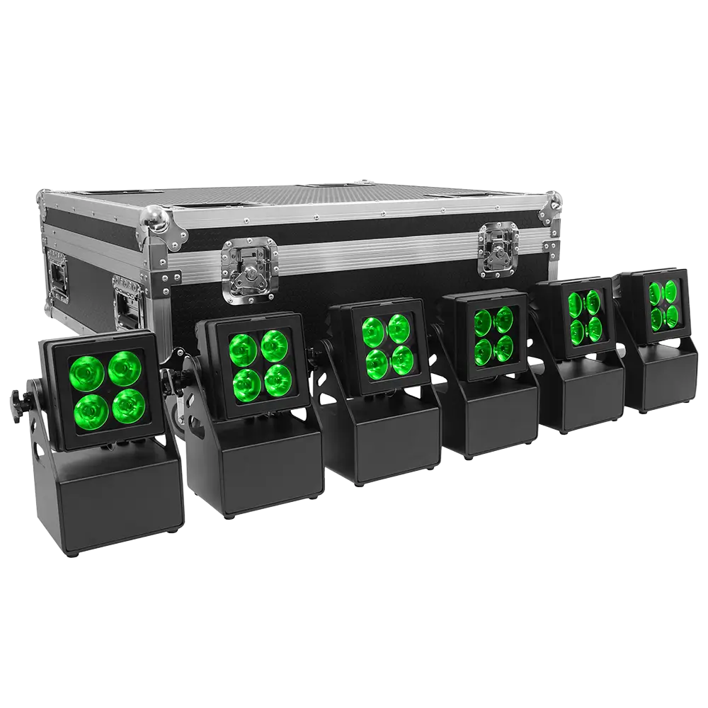 Evolite Tropikolor LED PAR light 4x15W FC - battery-powered IP65 (x6)