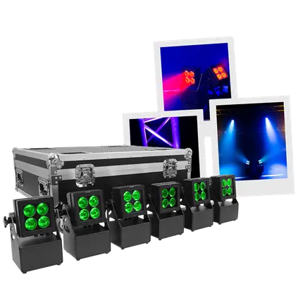 Evolite Tropikolor LED PAR light 4x15W FC - battery-powered IP65 (x6)