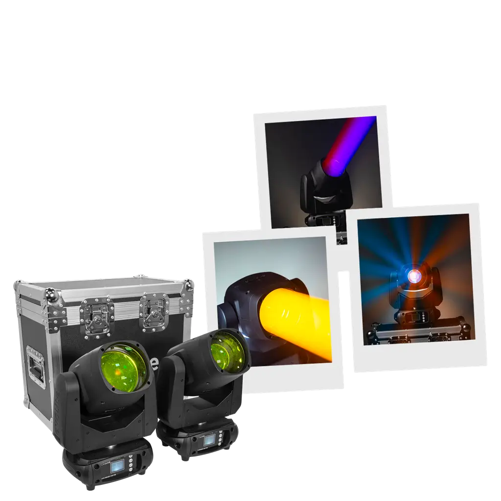 Pack of 2 100 W beam projectors in flight case - Evo Beam 100 CR Set Evolite - DMX control & multicoloured LEDs