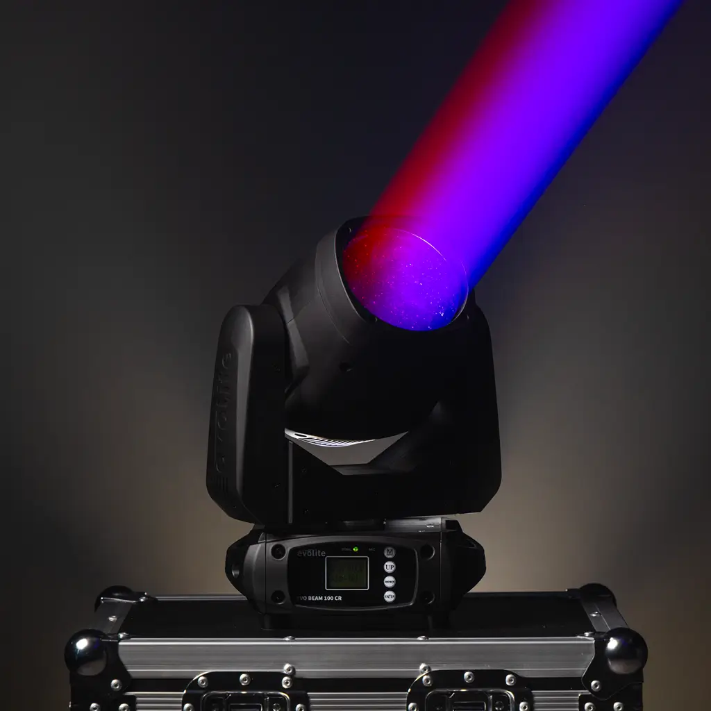 Pack of 2 100 W beam projectors in flight case - Evo Beam 100 CR Set Evolite - DMX control & multicoloured LEDs
