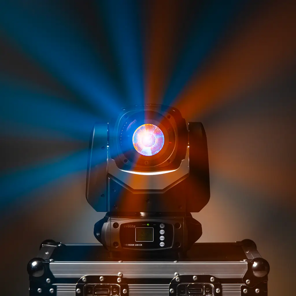 Pack of 2 100 W beam projectors in flight case - Evo Beam 100 CR Set Evolite - DMX control & multicoloured LEDs