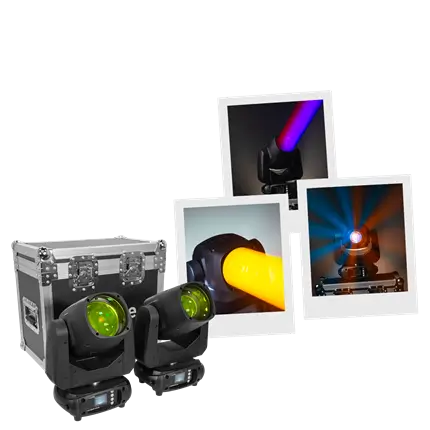 Pack of 2 100 W beam projectors in flight case - Evo Beam 100 CR Set Evolite - DMX control & multicoloured LEDs