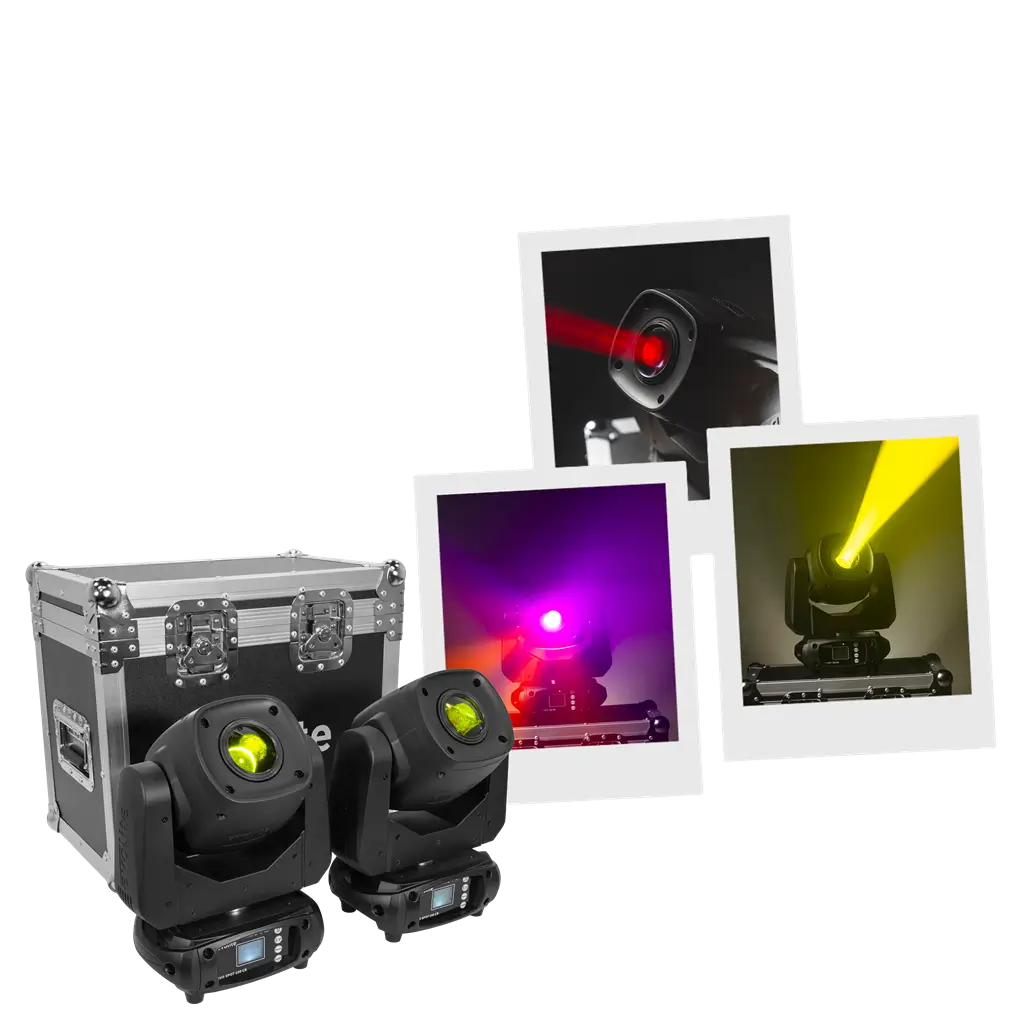 Pack 2 spotlights 100 W in flight case - Evo Spot 100 CR Set Evolite - Multicolour LED & DMX control