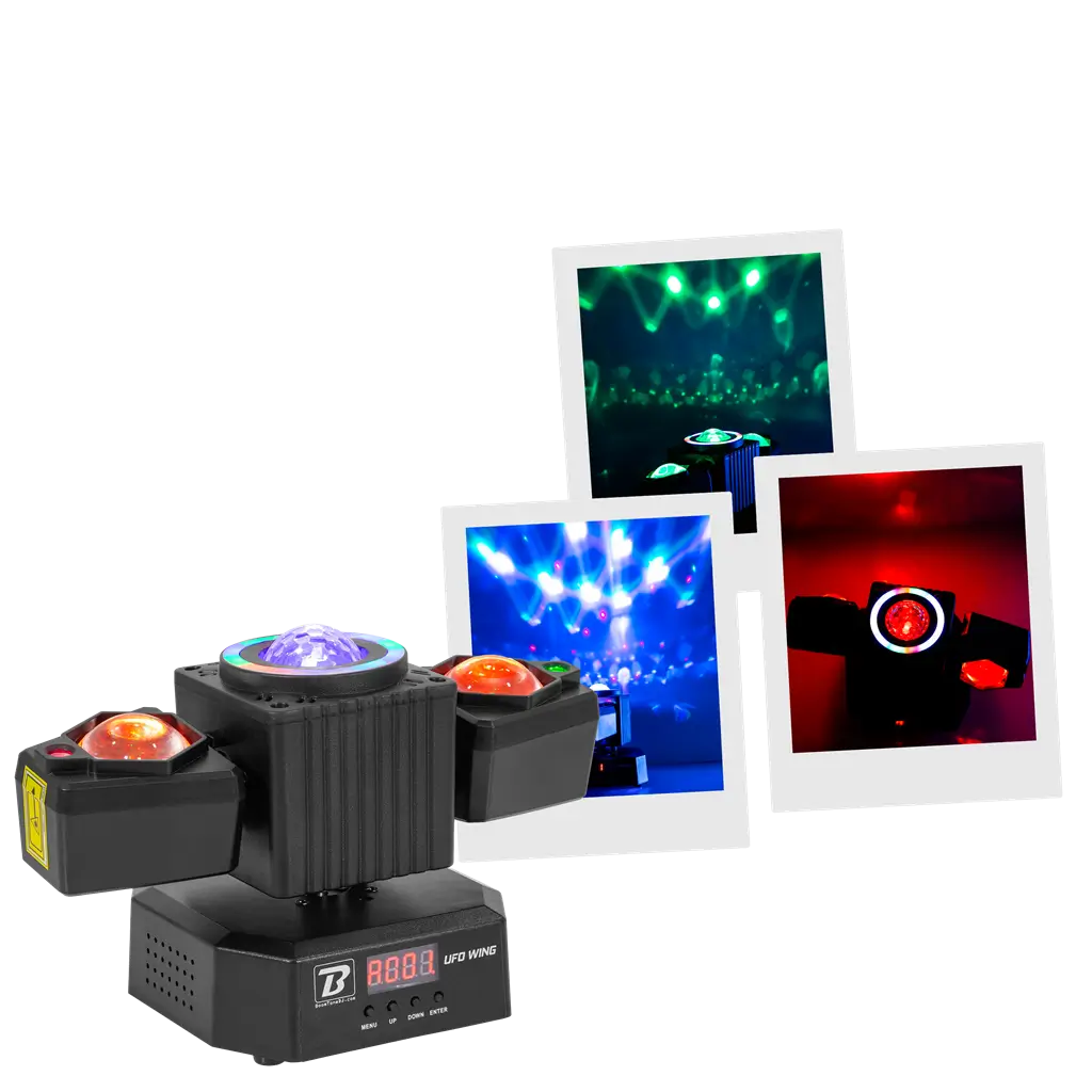 50 W multi-purpose spotlight - UFO Wing BoomTone DJ - LED + LASER + strobe + beams, DMX controllable