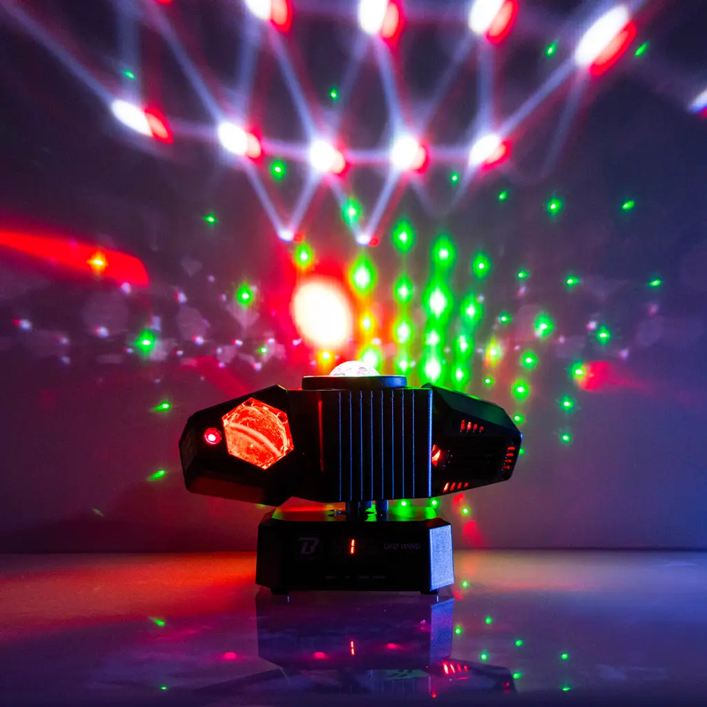 50 W multi-purpose spotlight - UFO Wing BoomTone DJ - LED + LASER + strobe + beams, DMX controllable