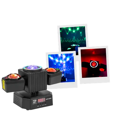 50 W multi-purpose spotlight - UFO Wing BoomTone DJ - LED + LASER + strobe + beams, DMX controllable