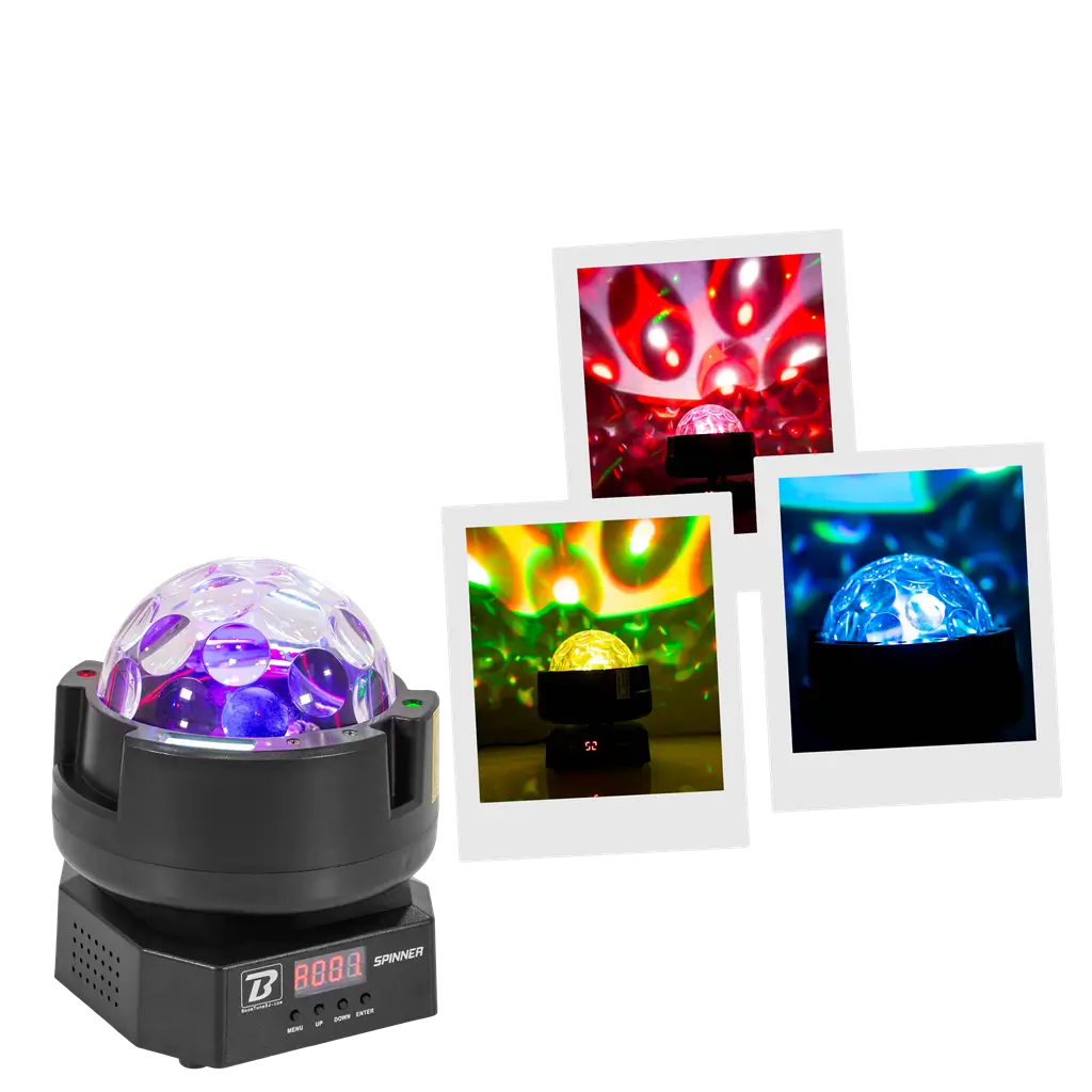 Rotating effects projector - BoomTone DJ spinner - Multicolour LED & strobe & DMX control