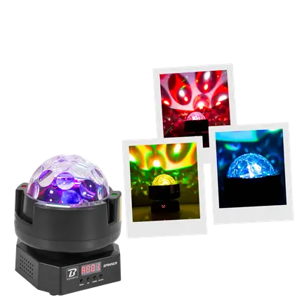 Rotating effects projector - BoomTone DJ spinner - Multicolour LED & strobe & DMX control