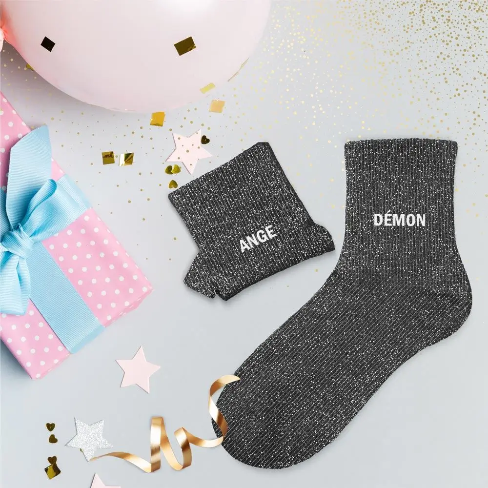 Angel demon duo glitter socks - One size 36-42