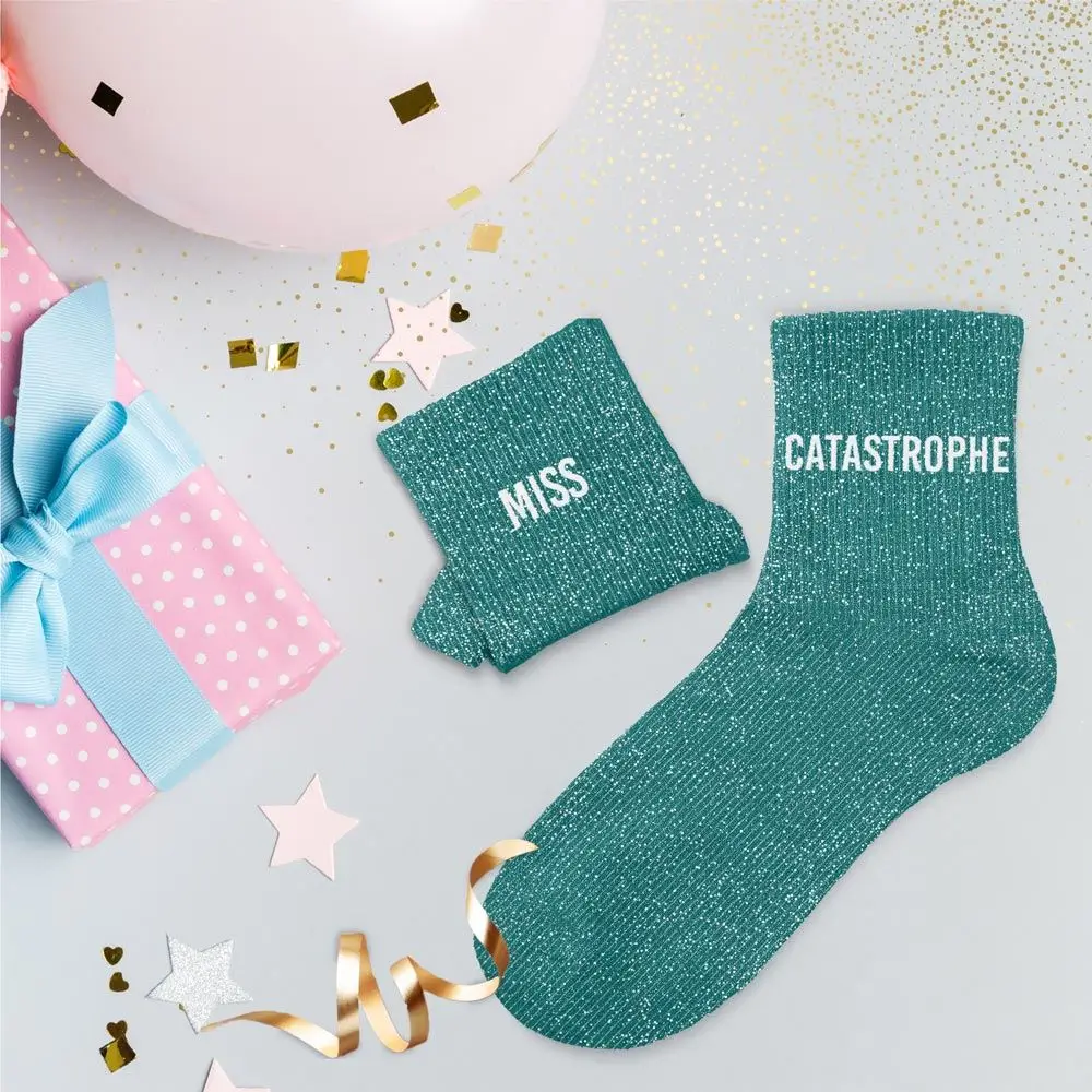 Miss Catastrophe Duo Glitter Socks - One Size 36-42