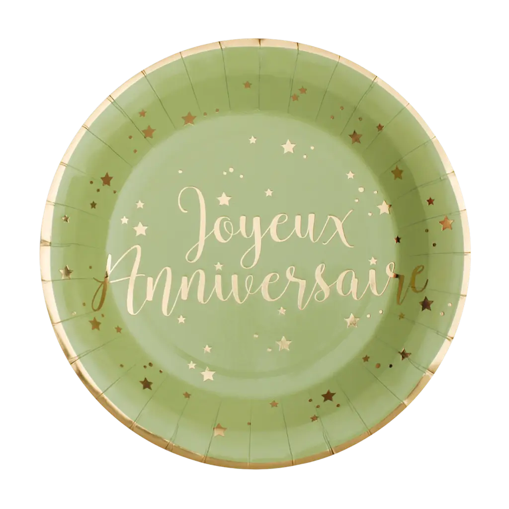 Happy Birthday Plate Olive (set of 10)