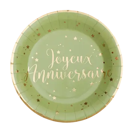 Happy Birthday Plate Olive (set of 10)