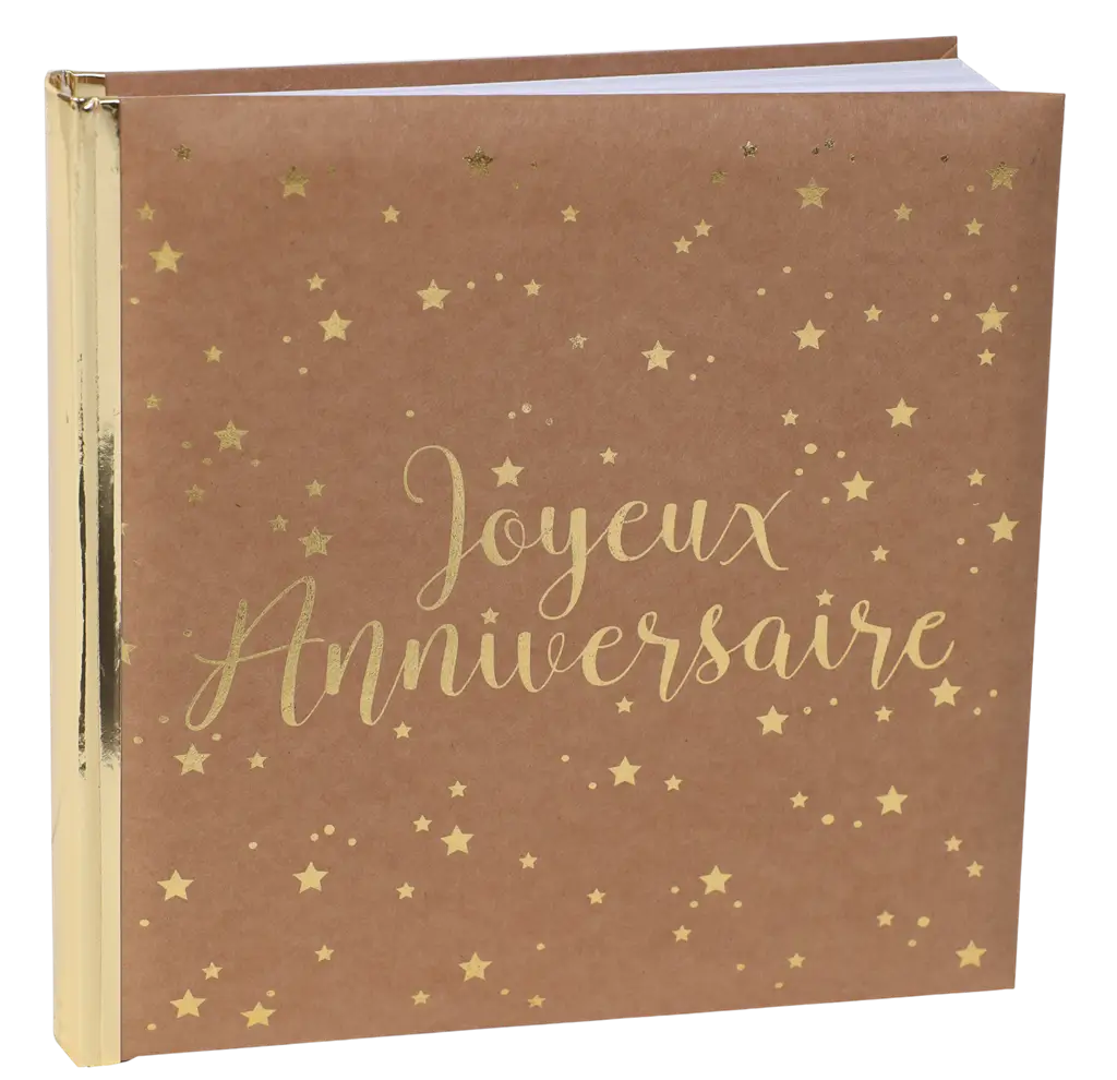 Happy Birthday Guestbook Gold/Kraft Metallic