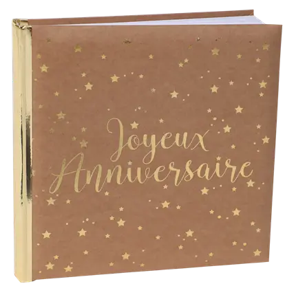 Happy Birthday Guestbook Gold/Kraft Metallic