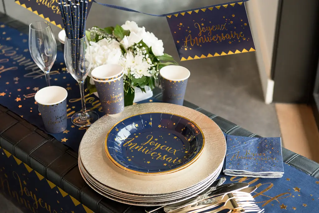 Happy Birthday Plate Blue (set of 10)